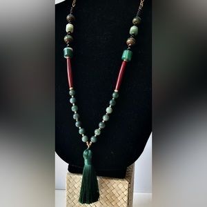 long necklace with tassel semiprecious stones